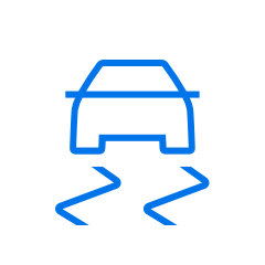 Піктограма авто на слизькій дорозі синього кольору