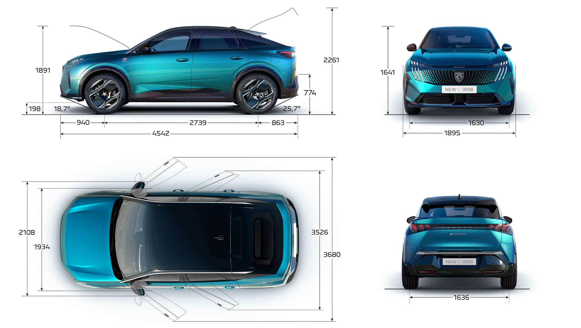 Зовнішні розміри Peugeot 3008