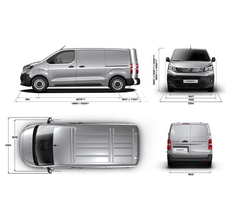 Зовнішні габарити нового Peugeot Expert