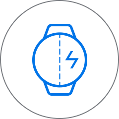 Піктограма годинника синього кольору, поділеного навпіл