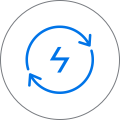 Піктограма рекуперативного заряджання синього кольору